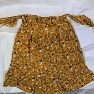Mossimo Target Mustard Floral Cold Shoulder Top